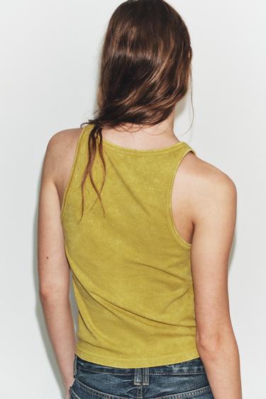 HAUT RUSTIQUE À BRETELLES - Jaune citron de Zara - Image 3