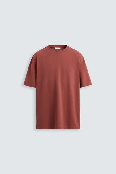 CAMISETA REGULAR FIT BÁSICA - Burgundy de Zara