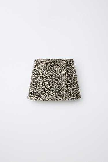 ANIMAL PRINT TWILL SKIRT - Brown by Zara