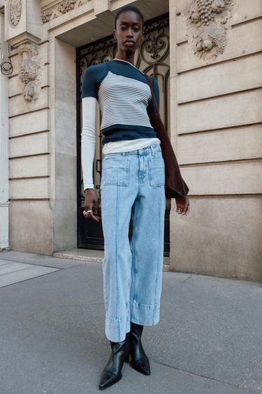 CAMISETA EFECTO TRIPLE RAYAS - Marino de Zara