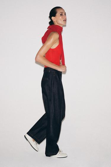 JEANS ZW COLLECTION BALLOON HOHE TAILLE ZIERFALTEN - Blau von Zara