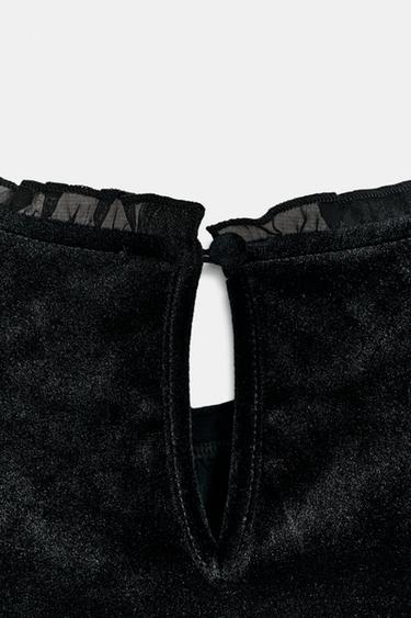 TOP EN VELOURS BRODÉ - Noir de Zara - Image 7
