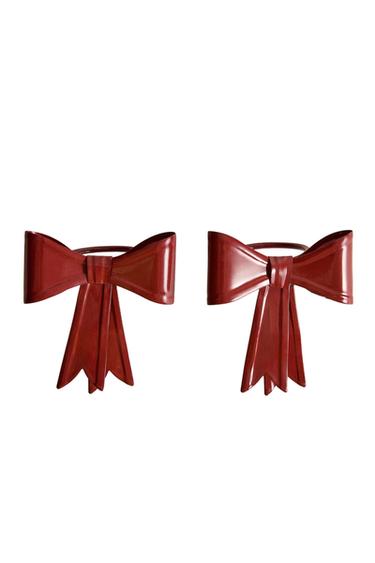 SET PORTATOVAGLIOLI FIOCCO NATALE (SET DA 2) - Rosso di Zara
