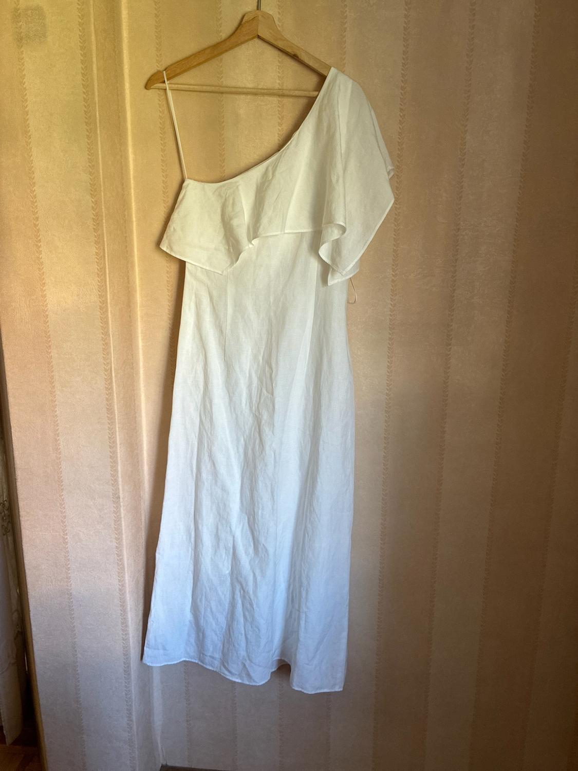 ZW COLLECTION ASYMMETRIC LINEN BLEND DRESS WITH RUFFLES - Image 6