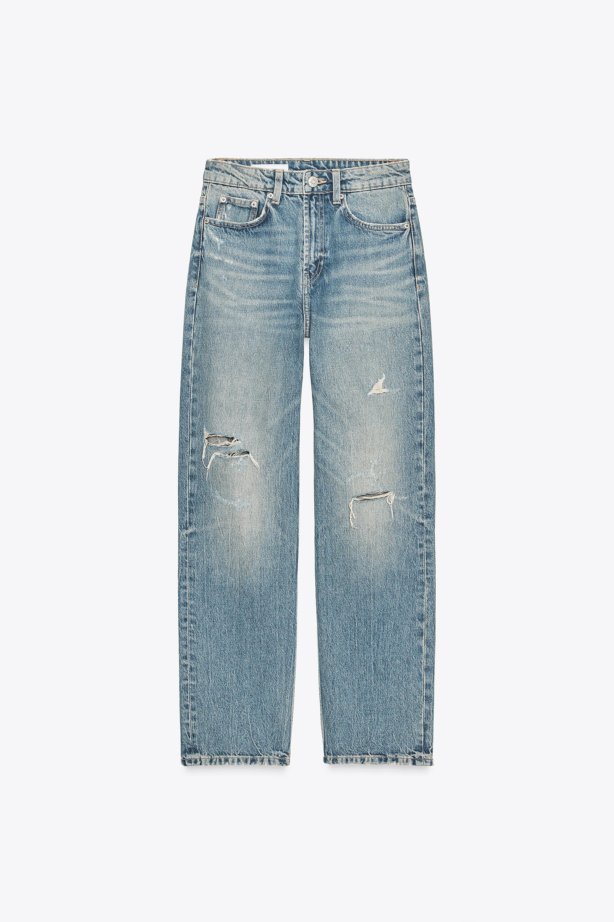 ZARA ハイウェスト　リラックスオーバーサイズ ダメージ加工 デニムパンツ リラックス オーバーサイズ ダメージ加工 ハイウエストジーンズ