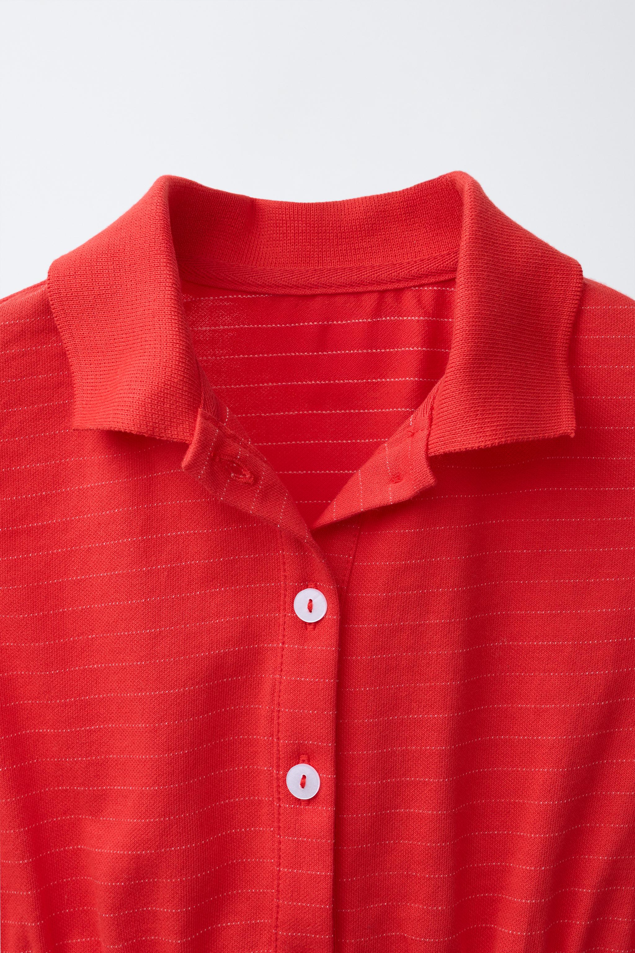 STRIPED CROPPED POLO SHIRT