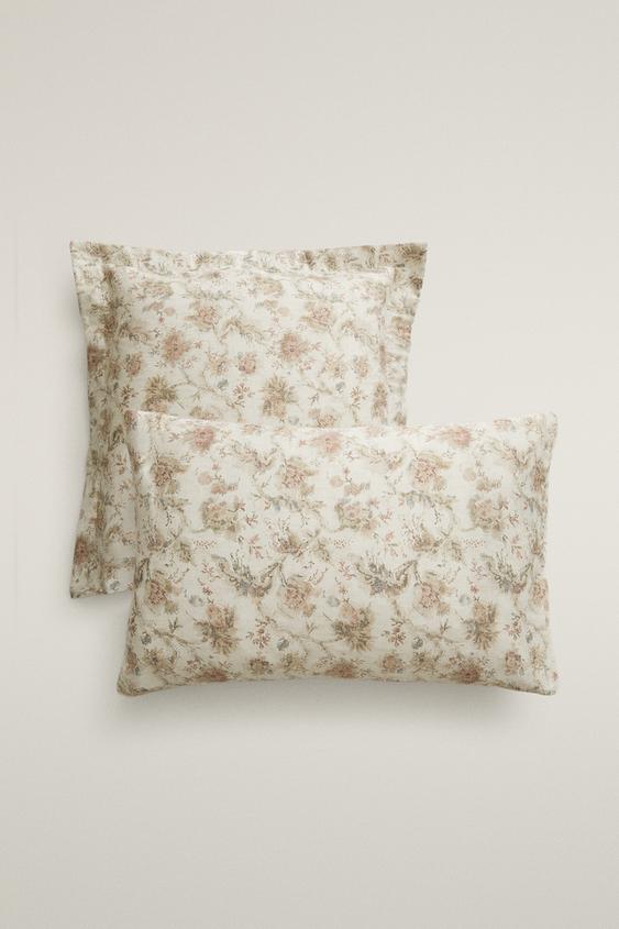 Zaras ÖRNGOTT I SATIN MED BLOMMOR (300 TRÅDAR) - Beige - Bild 0