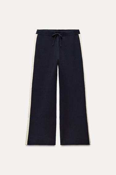KNIT TROUSERS WITH SIDE STRIPES - Navy blue by Zara