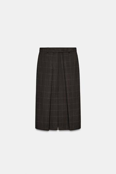 ZW COLLECTION PLEATED CHECK SKIRT - Brown by Zara