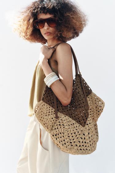 СУМКА-ШОПЕР С ПЛЕТЕНЫМ КОРПУСОМ — СВЕТЛО-БЕЖЕВЫЙ от Zara