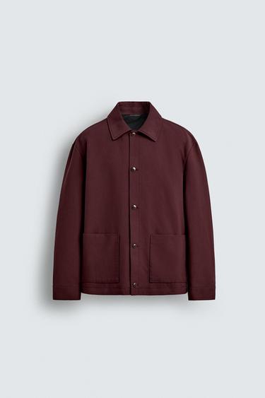 SOBRECAMISA RELAXED FIT BOLSILLOS - Burgundy de Zara