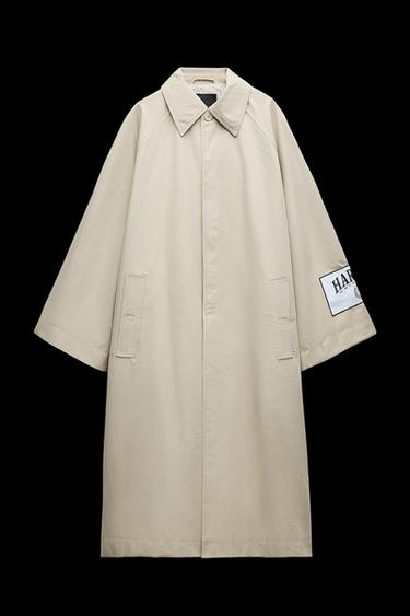 Zara HARVARD UNIVERSITY CAPE TRENCH COAT - Light green