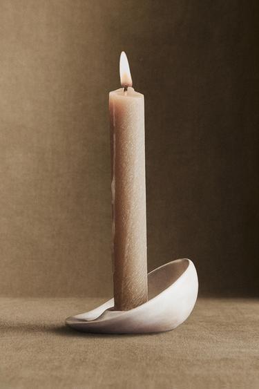 SILVER CERAMIC CHRISTMAS CANDLE HOLDER - Silver by Zara