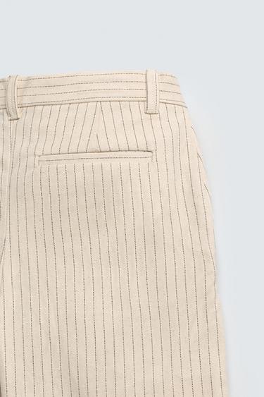 RELAXED FIT PINSTRIPED CHINO TROUSERS - Ecru by Zara - Image 9