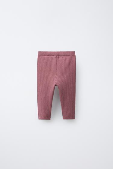 RIBBED LEGGINGS WITH BUTTONS - Pink by Zara - Image 1