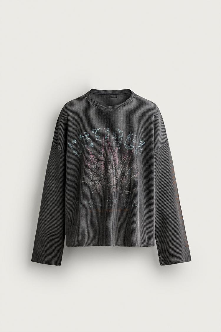 Camiseta punto estampado lavado