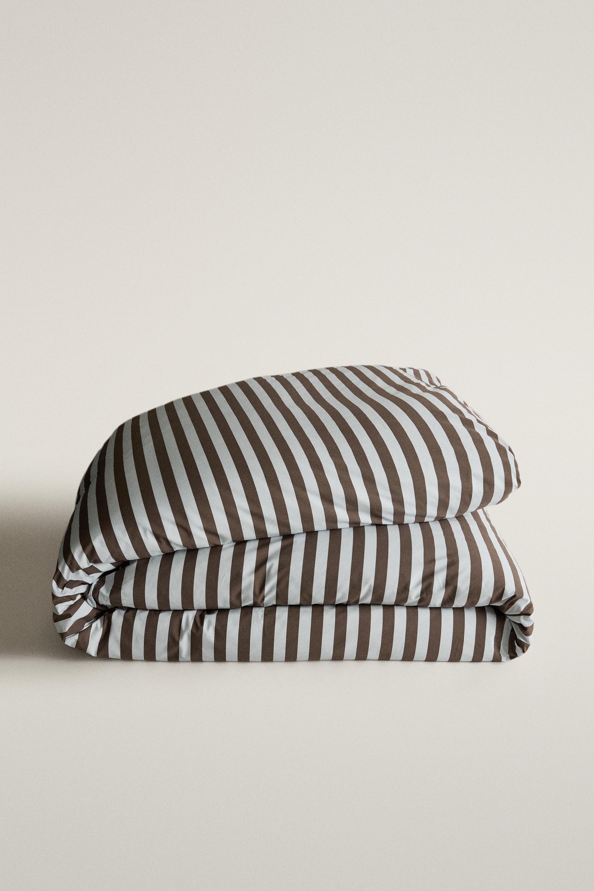 STRIPED PERCALE DUVET COVER (300 THREAD COUNT)