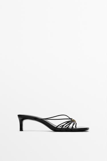 Zara Strappy heeled sandals with embellished detail - Black