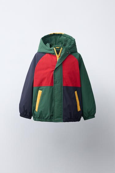 WATER-REPELLENT COLOUR BLOCK PUFFER JACKET - Green by Zara