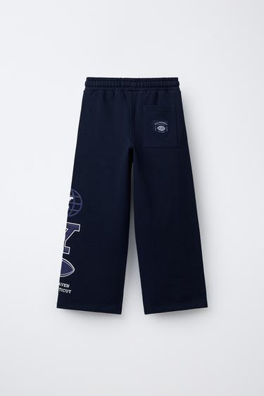 YALE UNIVERSITY™ WIDE-LEG PLUSH TROUSERS - Navy blue by Zara - Image 1