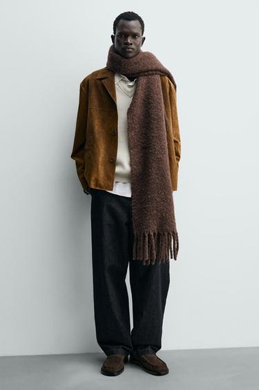 Zara 寬絆帶絨面真皮樂福鞋 - 棕色 - 圖片 0