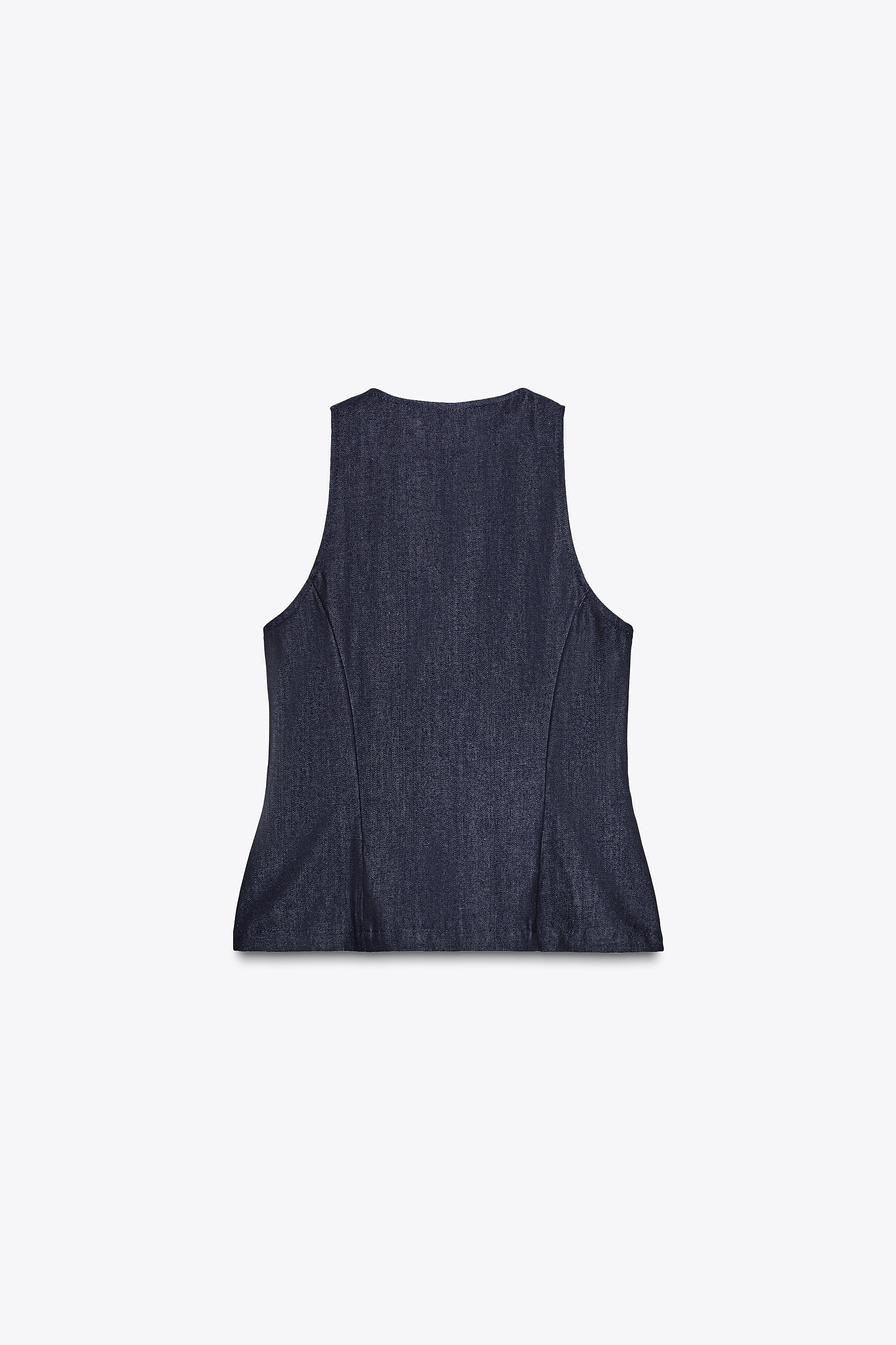 ZW COLLECTION DENIM ZIP-UP TOP - Oyster-white | ZARA United