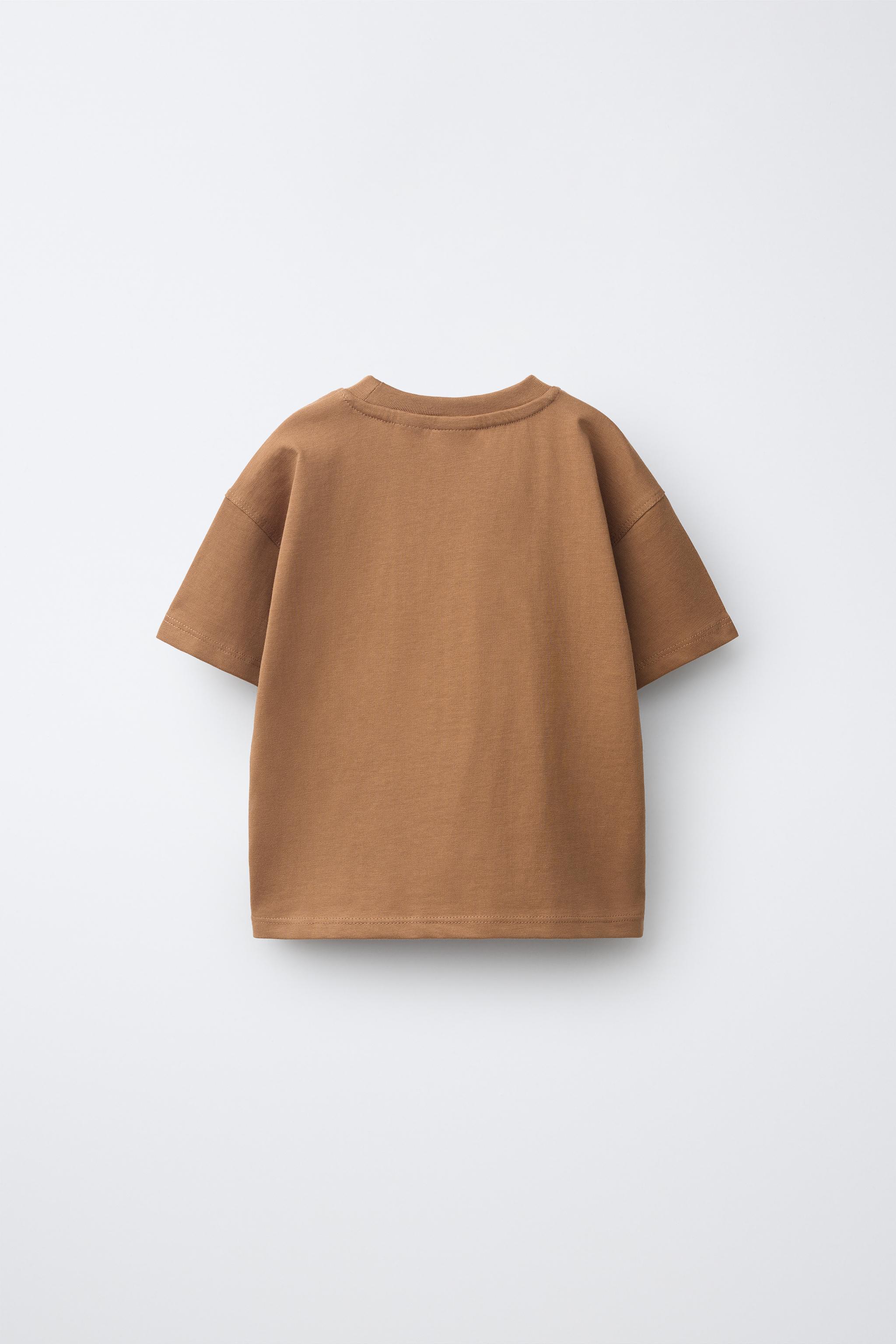 TEXT PRINT T-SHIRT — Light brown