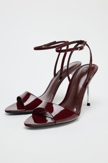 SANDALES À BRIDE ET TALONS MÉTALLISÉS - Bordeaux de Zara - Image 3