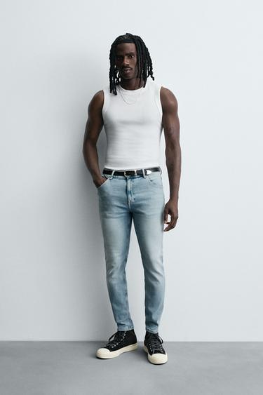 SKINNY CROPPED FIT JEANS - Light blue by Zara