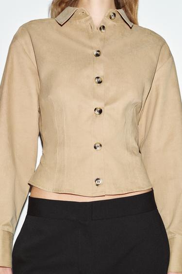 CHEMISE CINTRÉE TOUCHER DOUX - Marron clair de Zara - Image 2