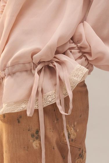 CHEMISE VOLANTS DENTELLE LIMITED EDITION - Rose poudré de Zara - Image 5