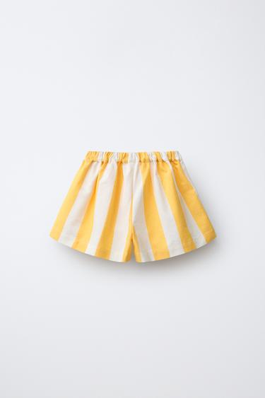 SHORT LARGE À RAYURES CASA LAWA X ZARA KIDS - Jaune de Zara - Image 1