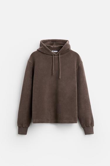 MOLETOM COM ESTRUTURA E CAPUZ - Marrom da Zara