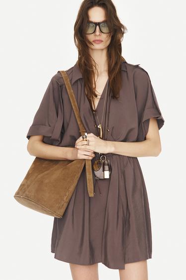 Zara ASIMETRIČNA KOŽNA VREĆASTA TORBA – 1-525