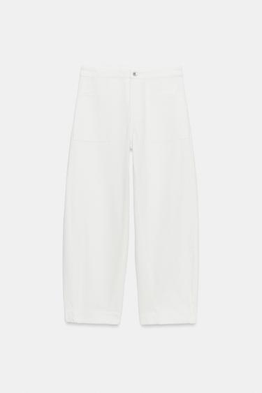 PANTALON DENIM BARREL POCHES ZW COLLECTION - Blanc de Zara - Image 7