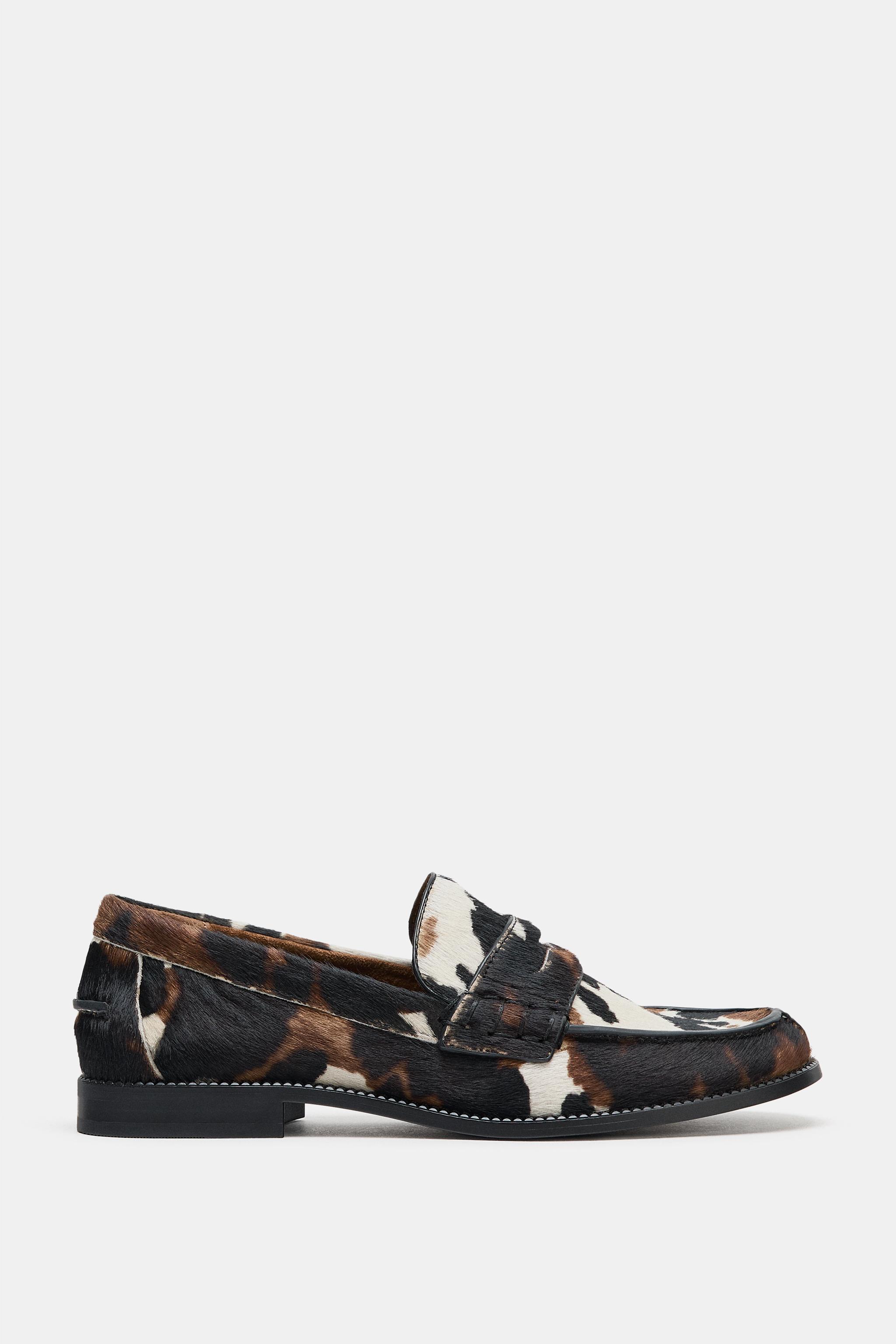 MOCASSINS EN CUIR À IMPRIMÉ ANIMALIER