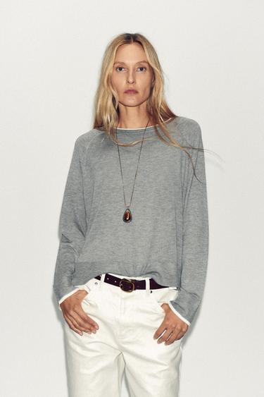 DOUBLE KNIT SWEATER - Grey marl de Zara - Image 1