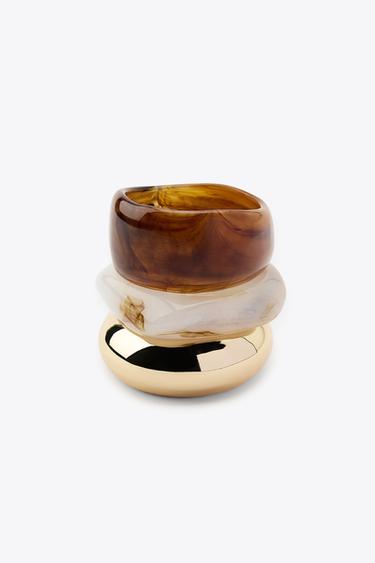 PACK OF 3 RIGID BRACELETS - Golden by Zara