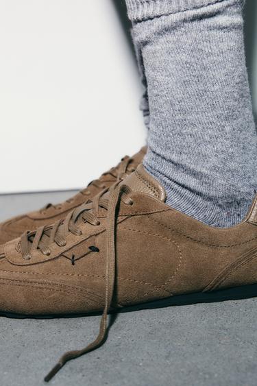 TENNIS EN CUIR - Vert kaki de Zara - Image 1