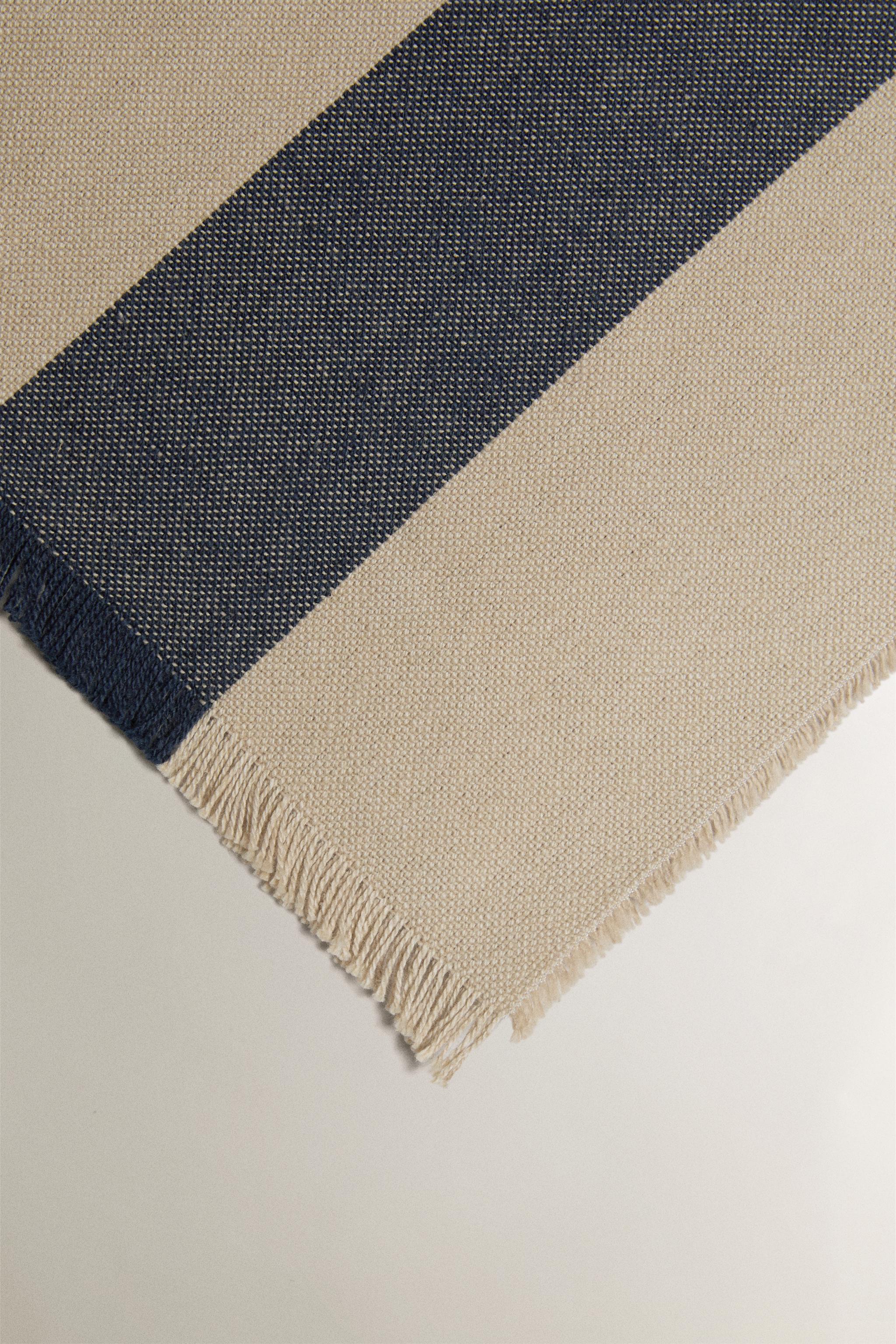 MULTIPURPOSE STRIPED BLANKET — Blue