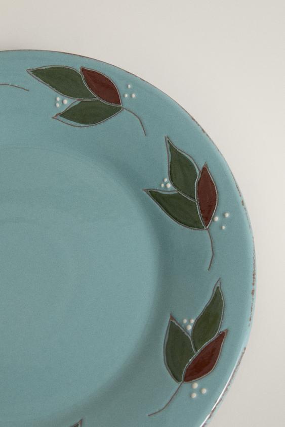 ASSIETTE PLATE FAÏENCE FEUILLES - Gris bleu de Zara - Image 2