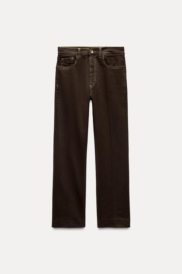 JEANS ZW COLLECTION BOOTCUT TIRO ALTO CROPPED - Marrón de Zara