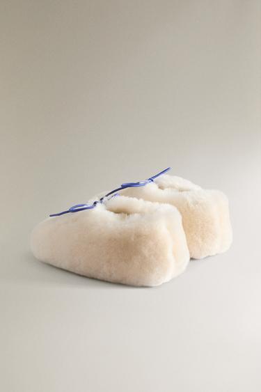 KIDS' THE ANIMALS OBSERVATORY FAUX FUR SLIPPERS - Beige by Zara - Image 3