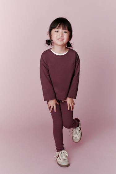 LEGGING RIB ETIQUETA - Berenjena oscuro de Zara