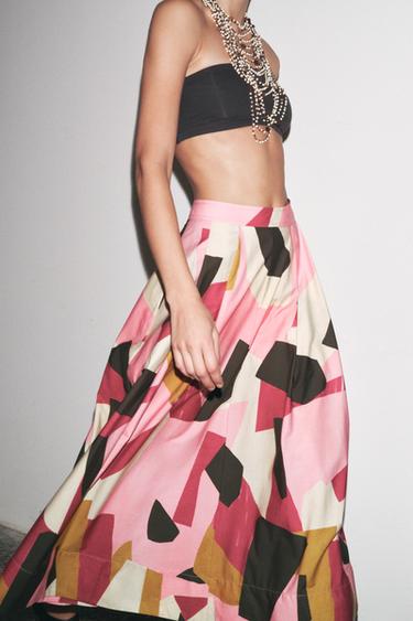 FALDA MIDI ESTAMPADA ZW COLLECTION - Multicolor de Zara