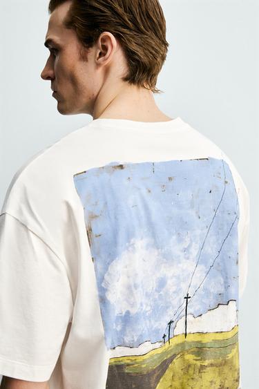 T-SHIRT À IMPRIMÉ PAYSAGE - Blanc de Zara - Image 5