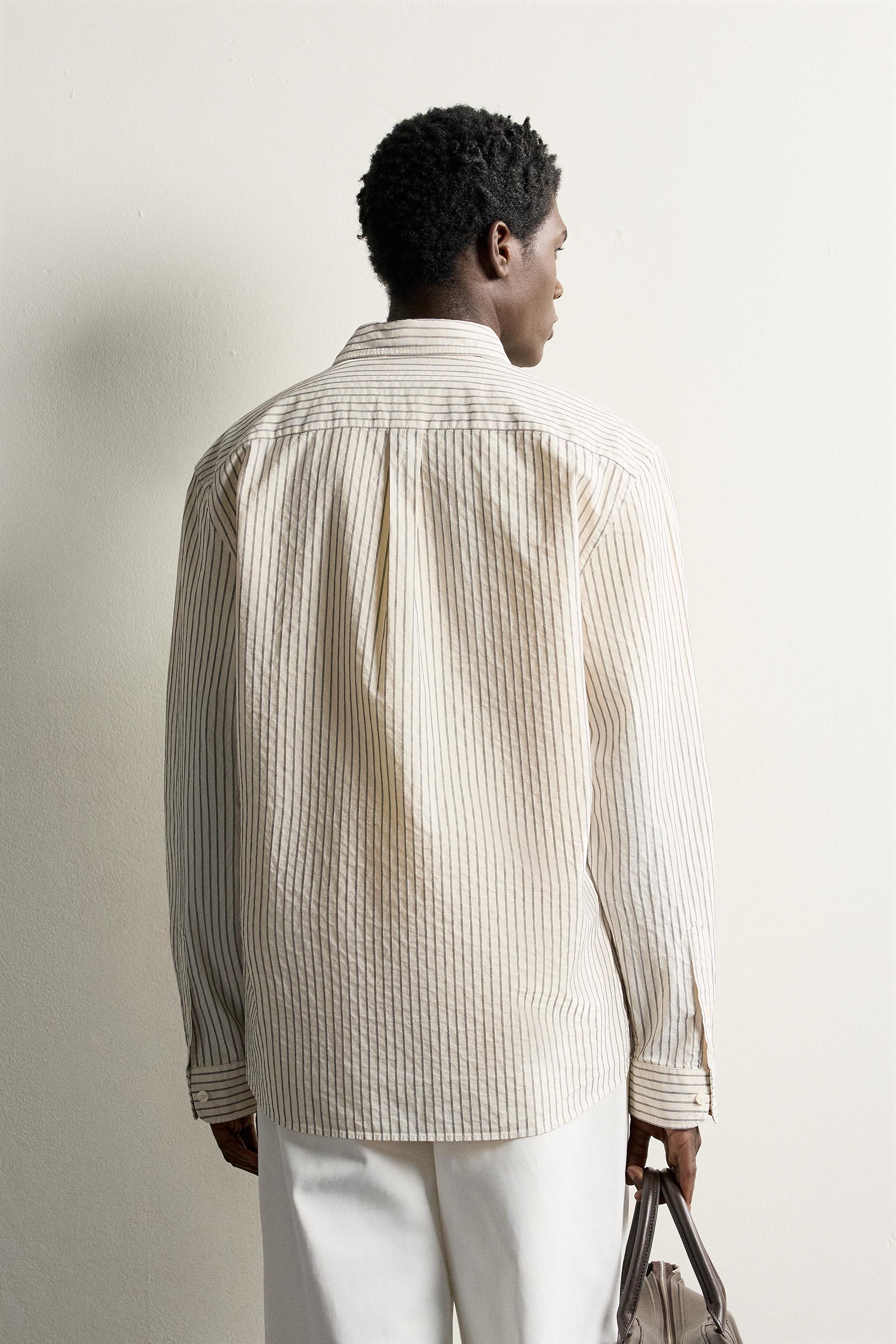 Мужские рубашки Zara STRIPED RELAXED FIT SHIRT — фото 3