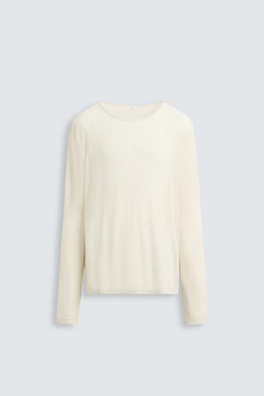 CAMISETA ESTRUCTURA SEMITRANSPARENTE - Crudo de Zara