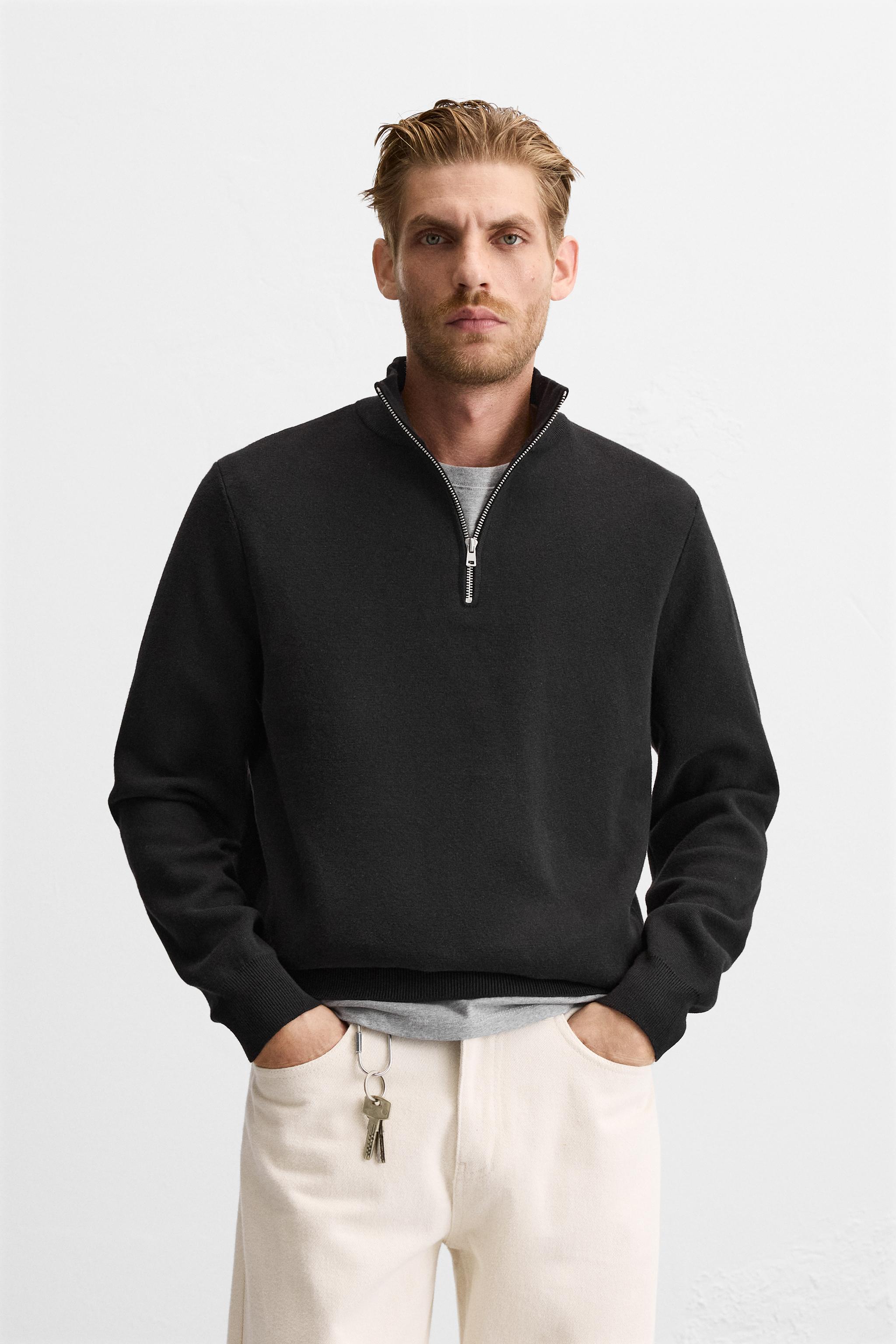 HIGH NECK QUARTER ZIP SWEATER