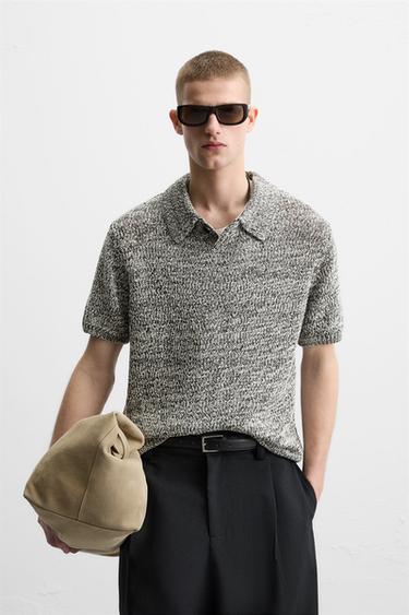 SHINY KNIT POLO SHIRT - Black by Zara
